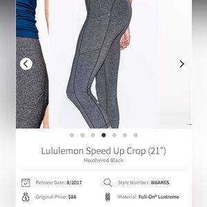 Lululemon Speed Up crop in Heathered black